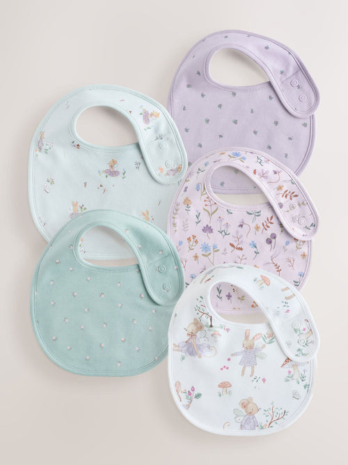 Lilac Fairy Mouse Baby Bibs 5 Pack