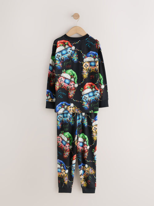Black Novelty Gamer Christmas Pyjamas Set (3-16yrs)