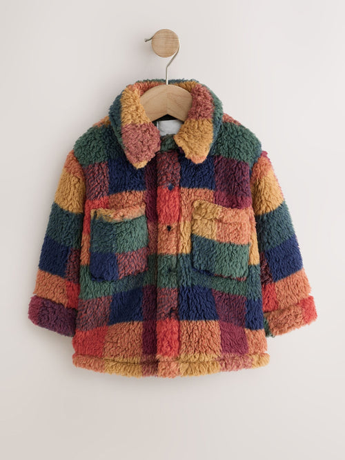 Multi Coloured Check Borg Fleece Shacket (3mths-7yrs)