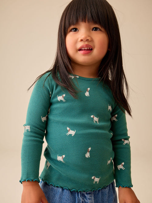 Green Rib Long Sleeve T-Shirt (3mths-7yrs)