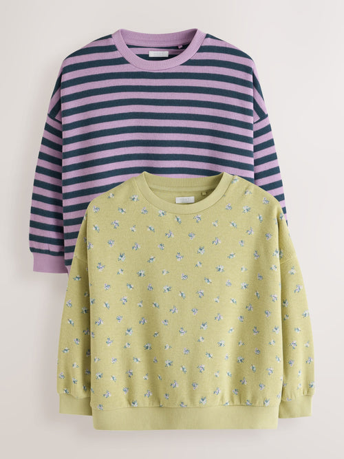 Green/Purple Cosy Rib Sweatshirts 2 Pack (3-16yrs)