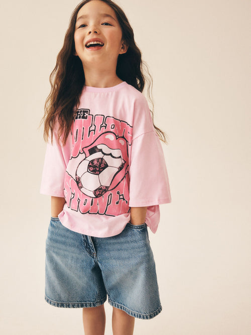 Pink Football The Rolling Stones Band T-Shirt (3-16yrs)