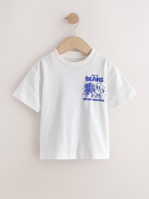 Blue/White Beans and Toast Short Sleeve Back Graphic T-Shirt (3mths-7yrs)