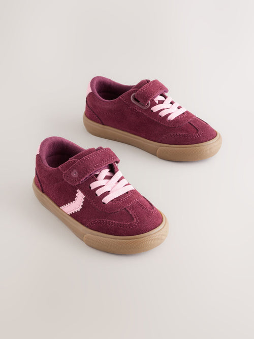 Burgundy Red Standard Fit (F) Touch Fastening Elastic Lace Trainers
