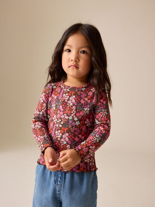 Choco Ditsy Rib Long Sleeve T-Shirt (3mths-7yrs)