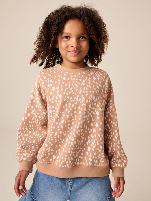 Brown Deer Oversized Cosy Rib Sweatshirt (3-16yrs)