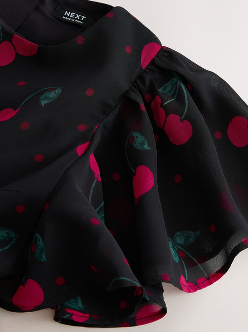 Black Embellished Hanky Hem Dress (3-16yrs)
