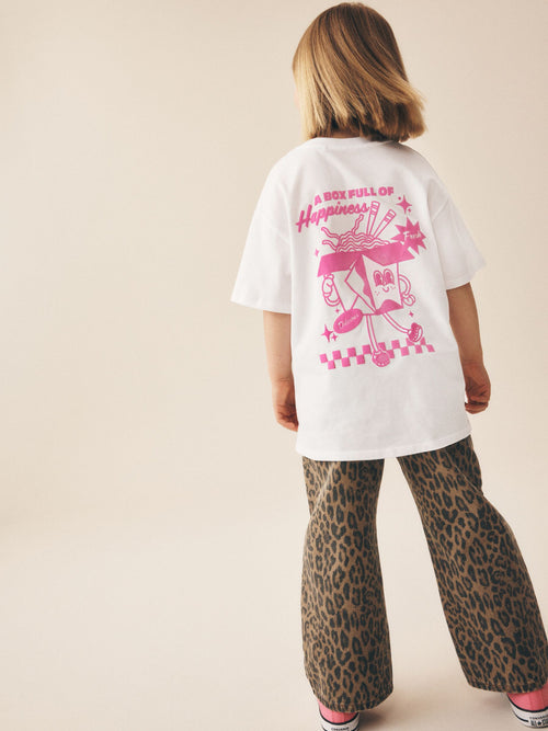 White Oversized Graphic Print T-Shirt (3-16yrs)