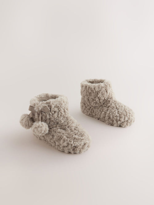 Neutral Faux Fur Standard Fit (F) Slipper Boots