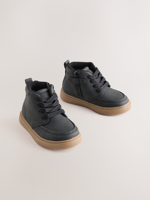 Black Warm Lined Lace up Boots