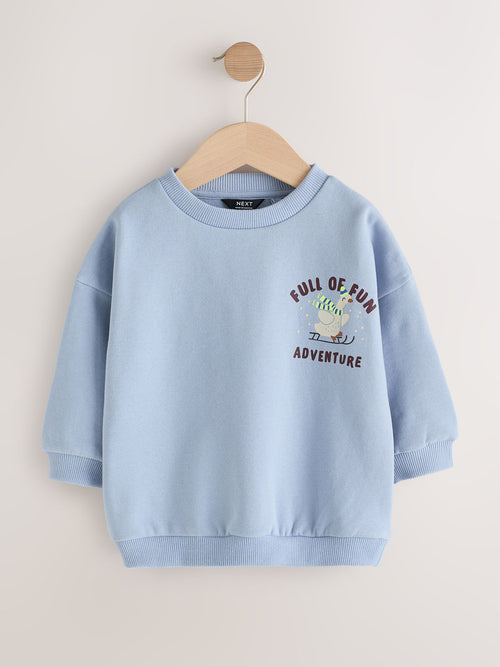 Blue Goose Back Printed Crew Neck Sweat Top (3mths-7yrs)
