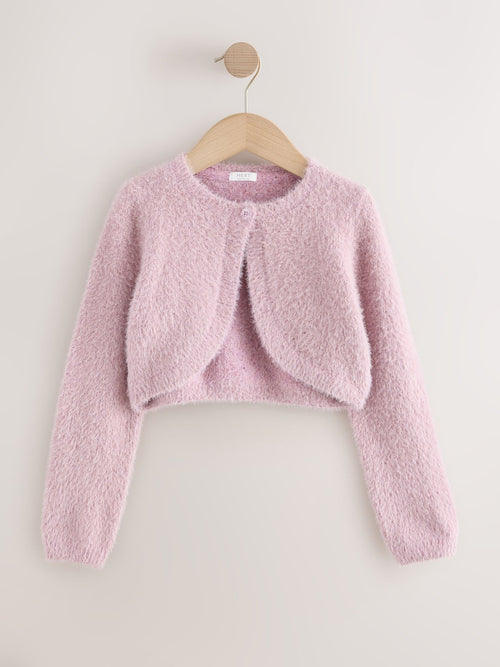 Pink Occasion Bridesmaid Knitted Fluffy Cardigan Shrug (12mths-16yrs)