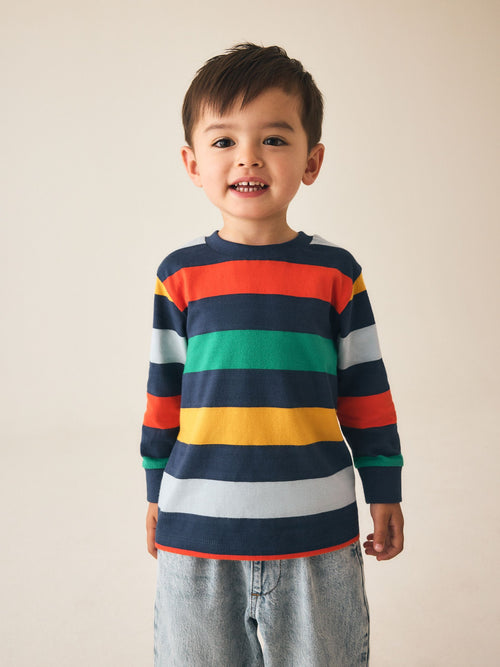Rainbow Navy Long Sleeve Stripe T-Shirt (3mths-7yrs)