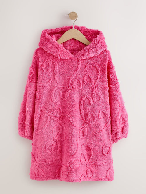 Pink Bow Jacquard Fleece Hooded Blanket (3-16yrs)