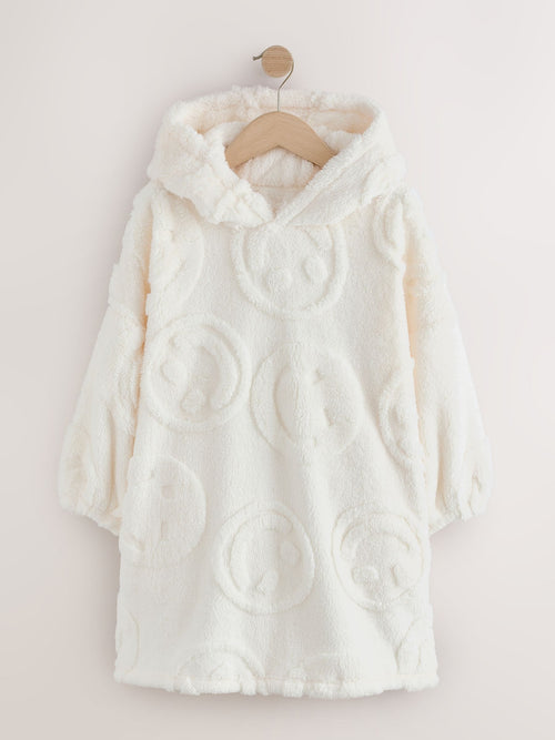 Ecru Happy Face Jacquard Fleece Hooded Blanket (3-16yrs)