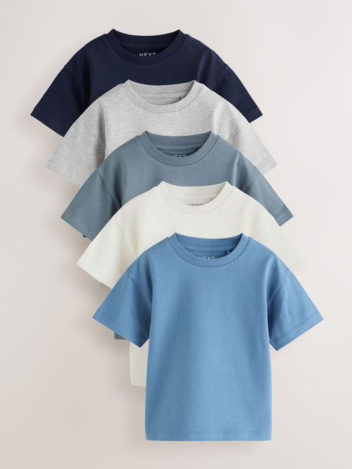 Navy/Grey/Blue/White Short Sleeve T-Shirts 5 Pack (3mths-7yrs)