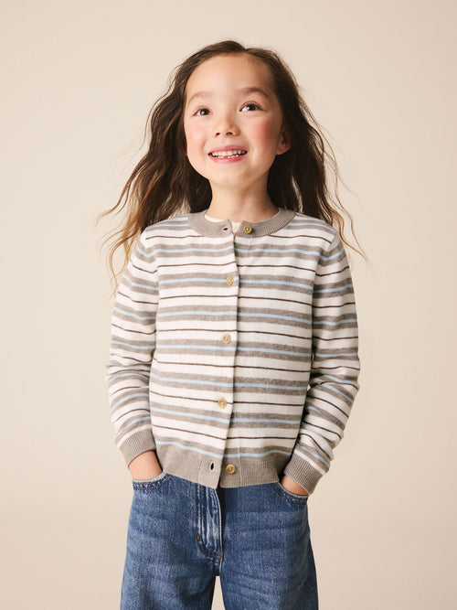 Neutral Stripe Knit Cardigan (3-16yrs)