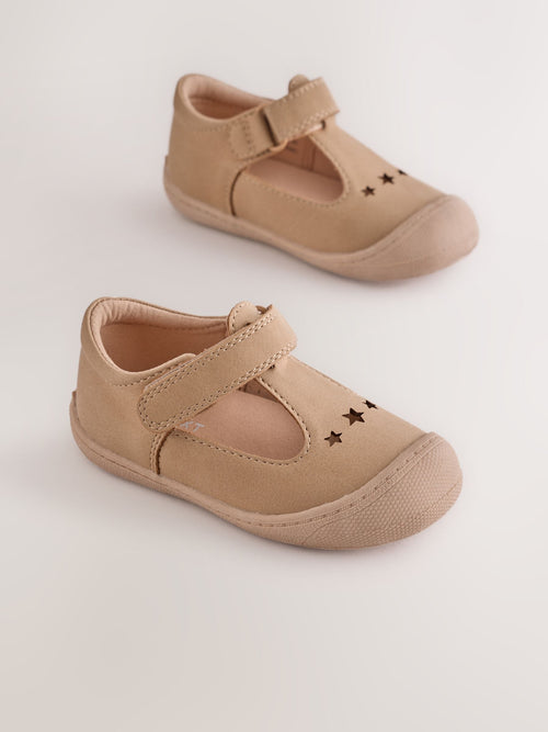 Tan Brown Standard Fit (F) Crawler T-Bar Shoes
