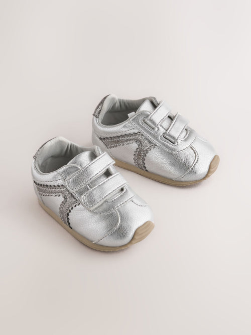 Silver Metallic Baby Touch Fastening Trainers