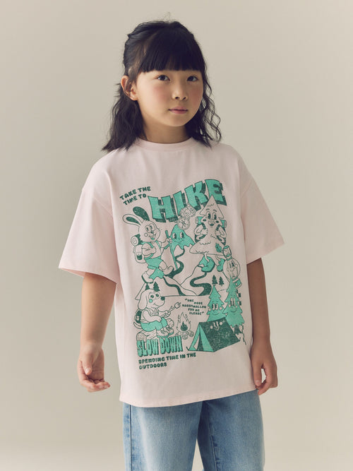 Pink Hike Oversized Graphic T-Shirt (3-16yrs)