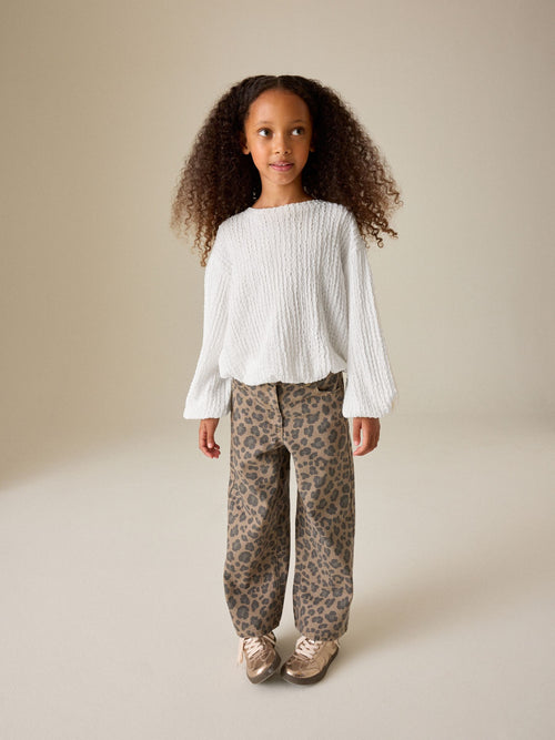 White Long Sleeve Textured Top (3-16yrs)