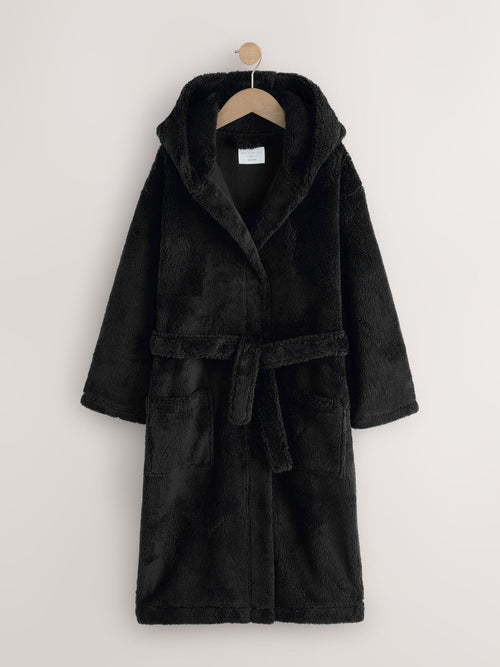 Black Long Fleece Robe (9-16yrs)