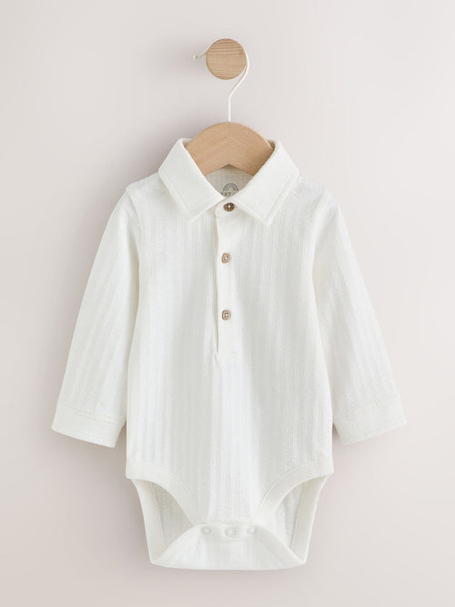 White Textured Shirt Baby Bodysuit (0mths-3yrs)