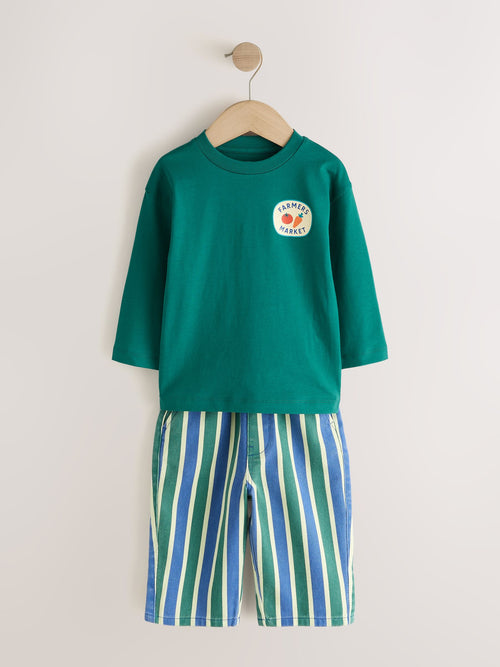 Teal Blue Long Sleeve Top and Trousers Set (3mths-7yrs)