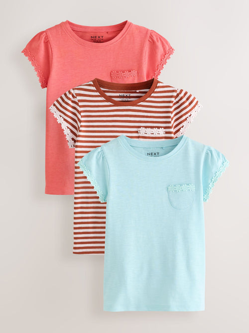 Multi Daisy Trim T-Shirts 3 Pack (12mths-16yrs)