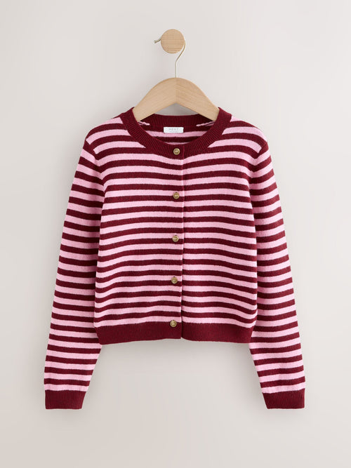 Pink and Berry Stripe Knit Cardigan (3-16yrs)