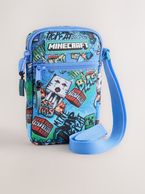 Blue Minecraft Cross-Body Phone Bag