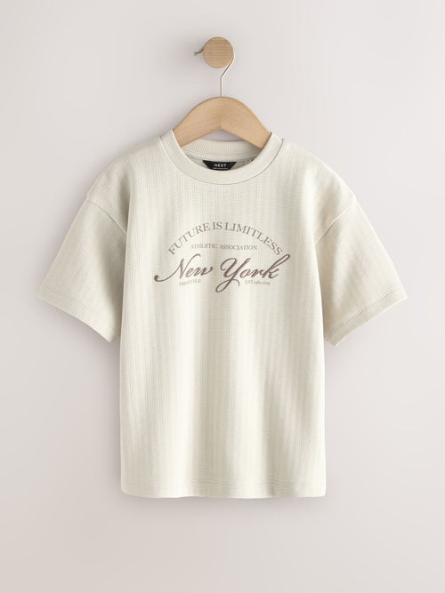 Ecru Textured Short Sleeve T-Shirt (3-16yrs)