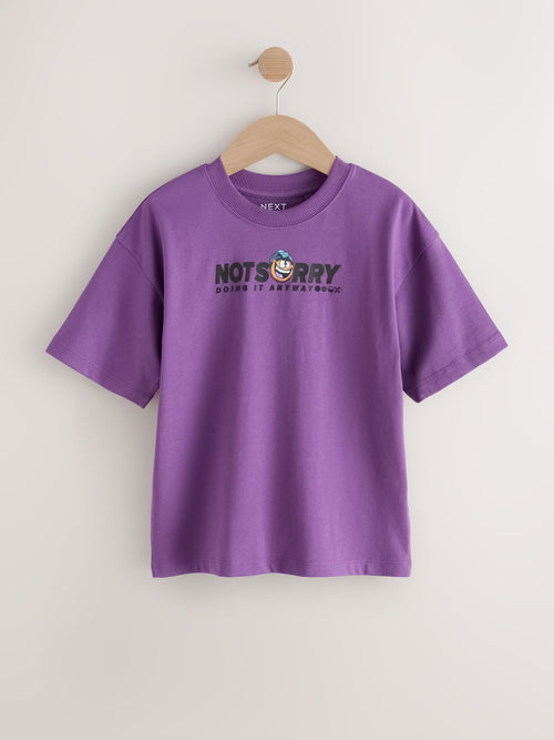 Purple Back Print Relaxed Fit Short Sleeve Graphic T-Shirt (3-16yrs)