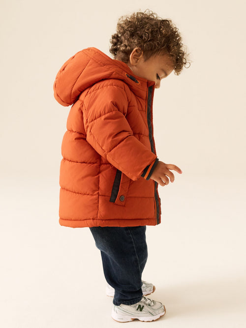 Orange Borg Lined Padded Coat (6mths-7yrs)
