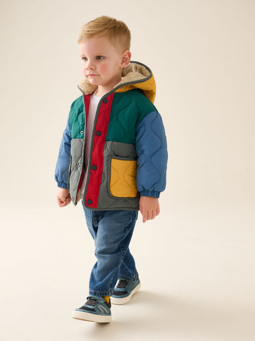 Colour Block Quilted Coat (3mths-7yrs)