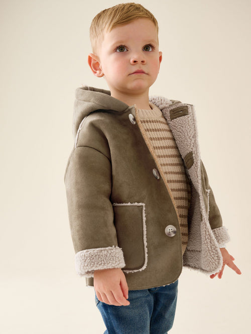 Tan Brown Faux Suede Coat (12mths-7yrs)