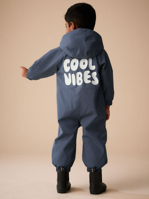 Cool Vibes Grey/Blue Waterproof Fleece Lined Puddlesuit (3mths-7yrs)
