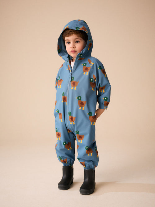 Blue Duck Print Waterproof Fleece Lined Puddlesuit (3mths-7yrs)