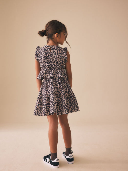 Animal Print Top And Skirt Set (3-16yrs)